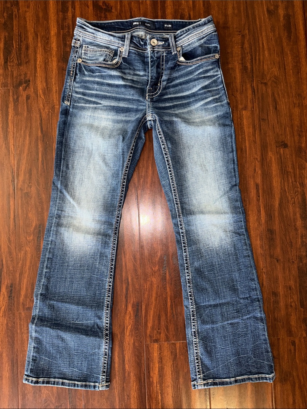 Men's BKE Medium Blue Faded Bootcut Jeans